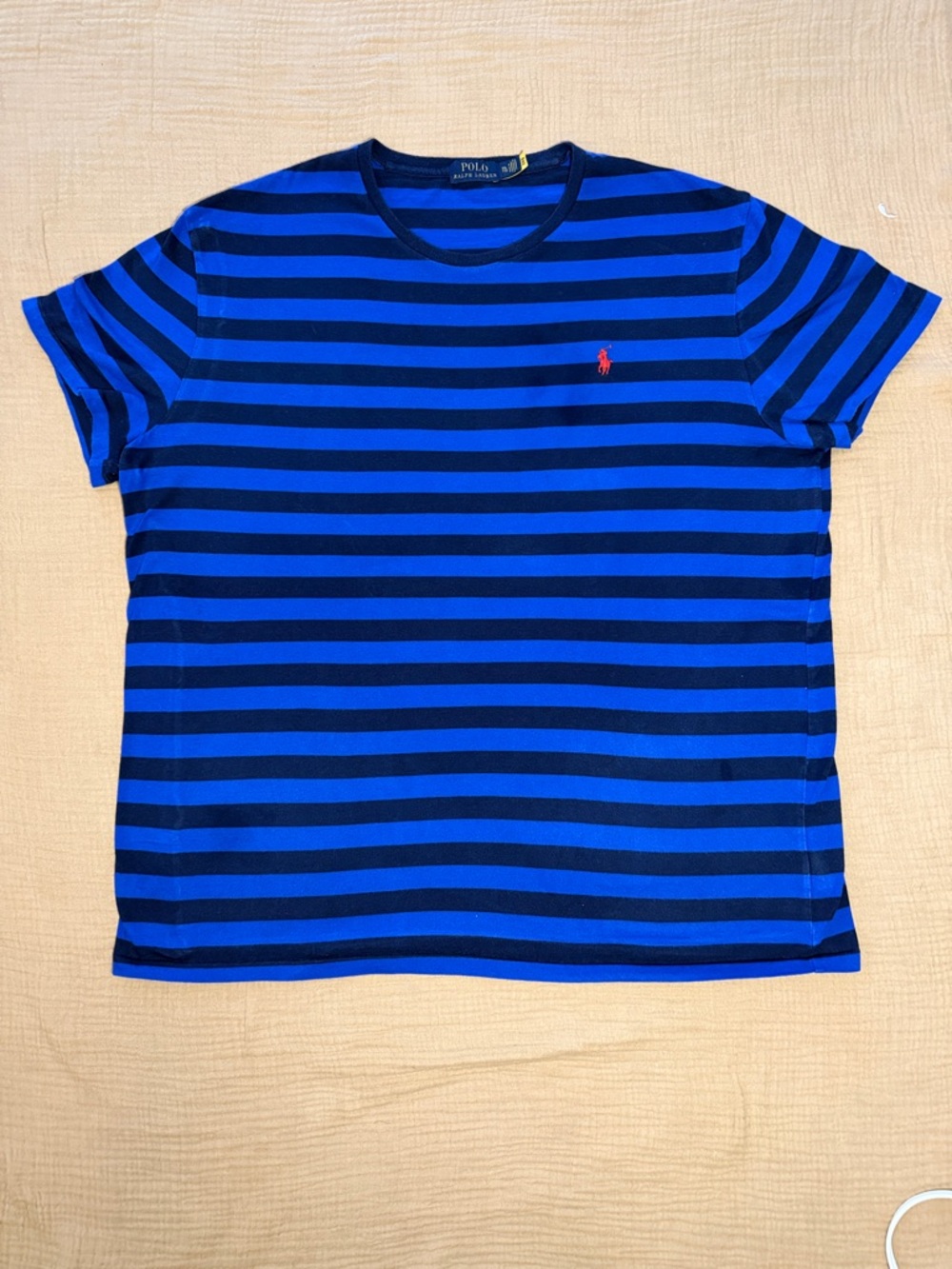 Polo Ralph Lauren Men's Striped Royal Blue and Navy Cotton T-shirt